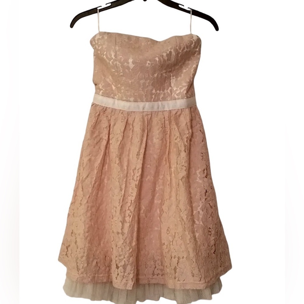 Strapless Beige Lace Party Cocktail Dress Fairycore Coquette Modcloth Alythea